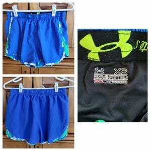 Under Armour Blue Green Athletic 4.5" Inseam Running Training Shorts Size XS